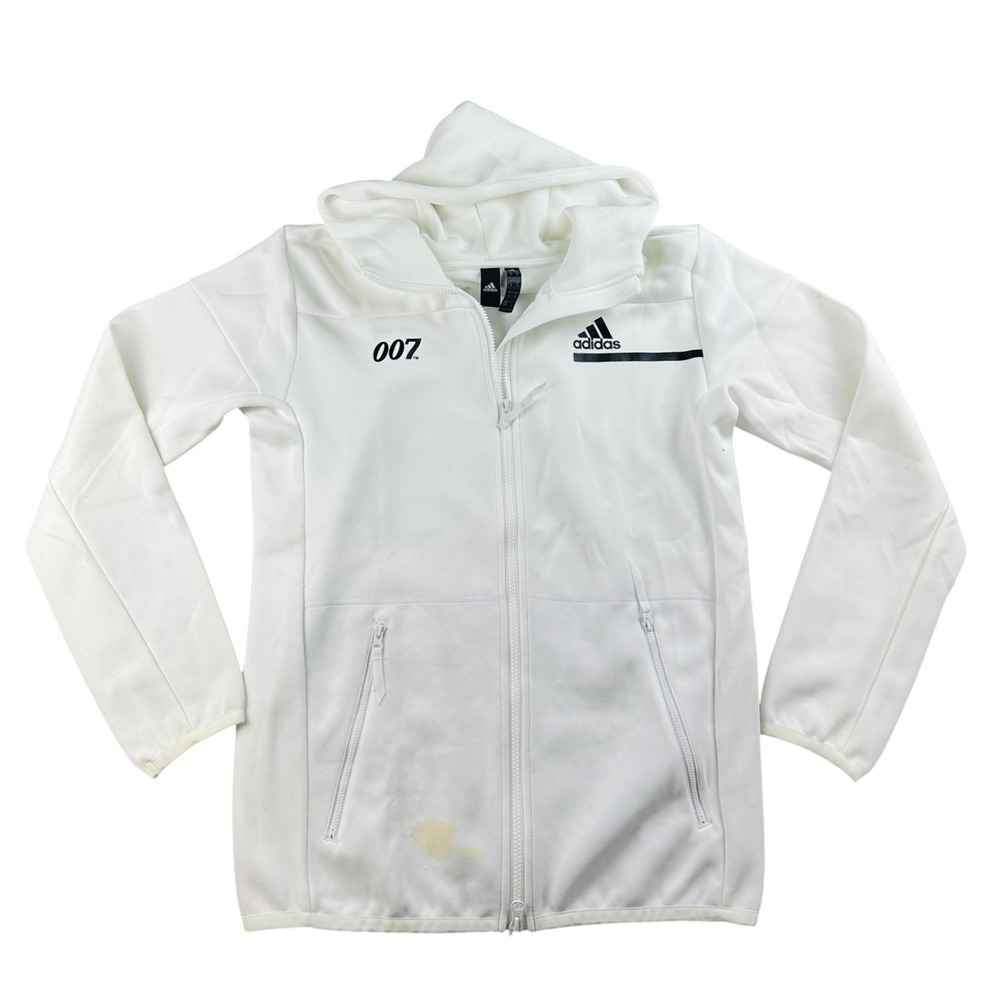 Adidas 007 James Bond Hoodie Men M 007 White Gun Barrel Graphic Full Zip Jacket